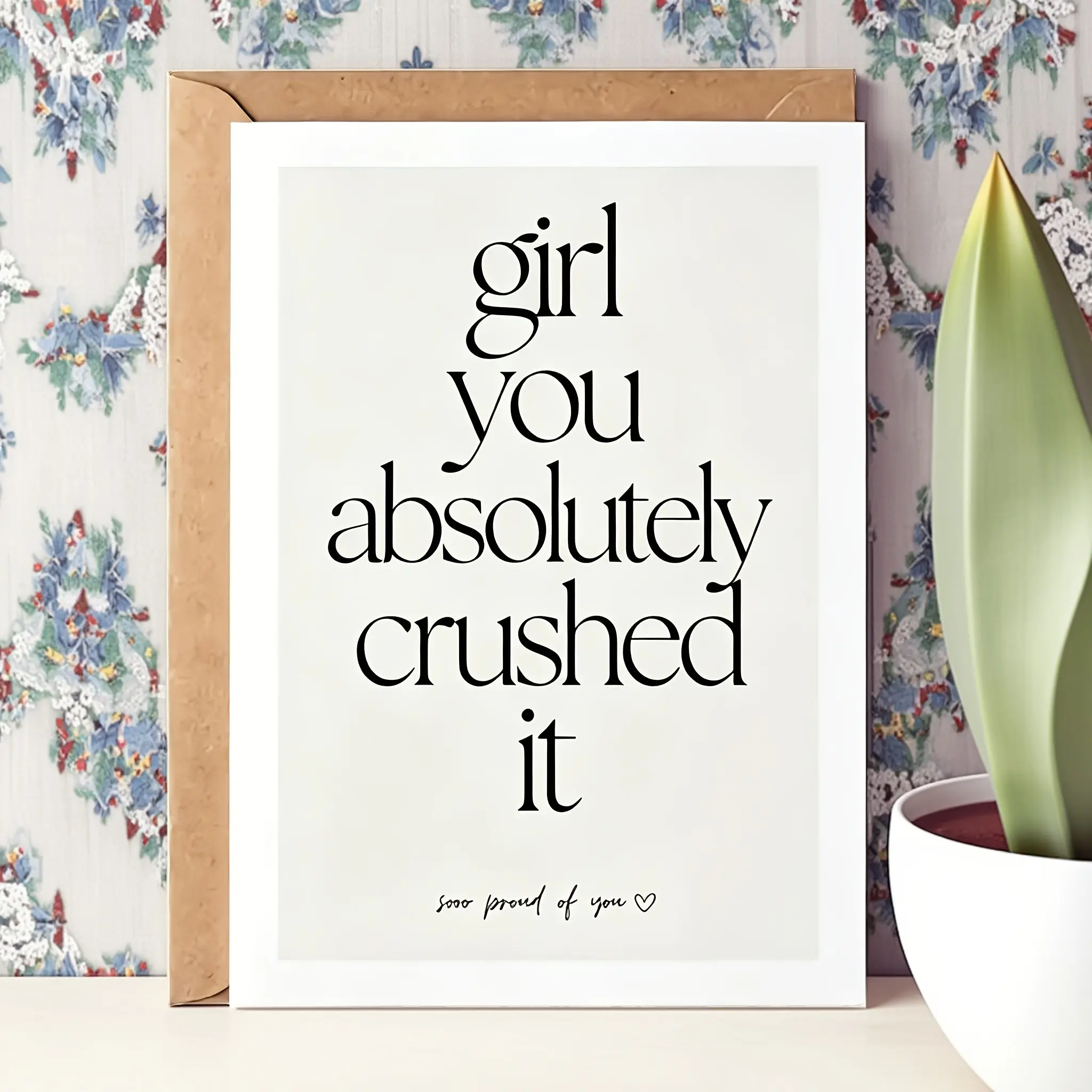 1pc Postcard, Girl You Absolutely Crushed It, Gift Card for Graduation, Training Completion, High School Diploma, Bachelor’s Degree, Study, Master’s Degree, Exam, Congratulation Greeting Card