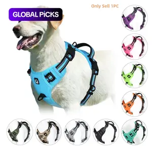Dog Harness, Durable Reflective Harness, No-Pull Pet Harness with 2 Leash Clips, Adjustable Soft-Padded Dog Vest, Reflective No-Choke Oxford Pet Vest with Easy-Control Handle for Large Dogs