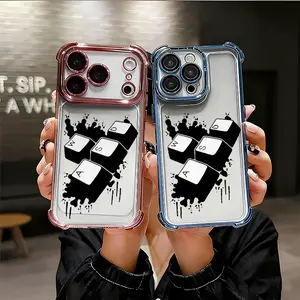 Ink-stained keyboard Phone Case for iPhone 17 AIR 17 PRO 16 PRO 15  PRO MAX  14 PLUS 13 PRO 12 11 series (silicone softshell) airbag anti-drop and shockproofmobile phone protective case