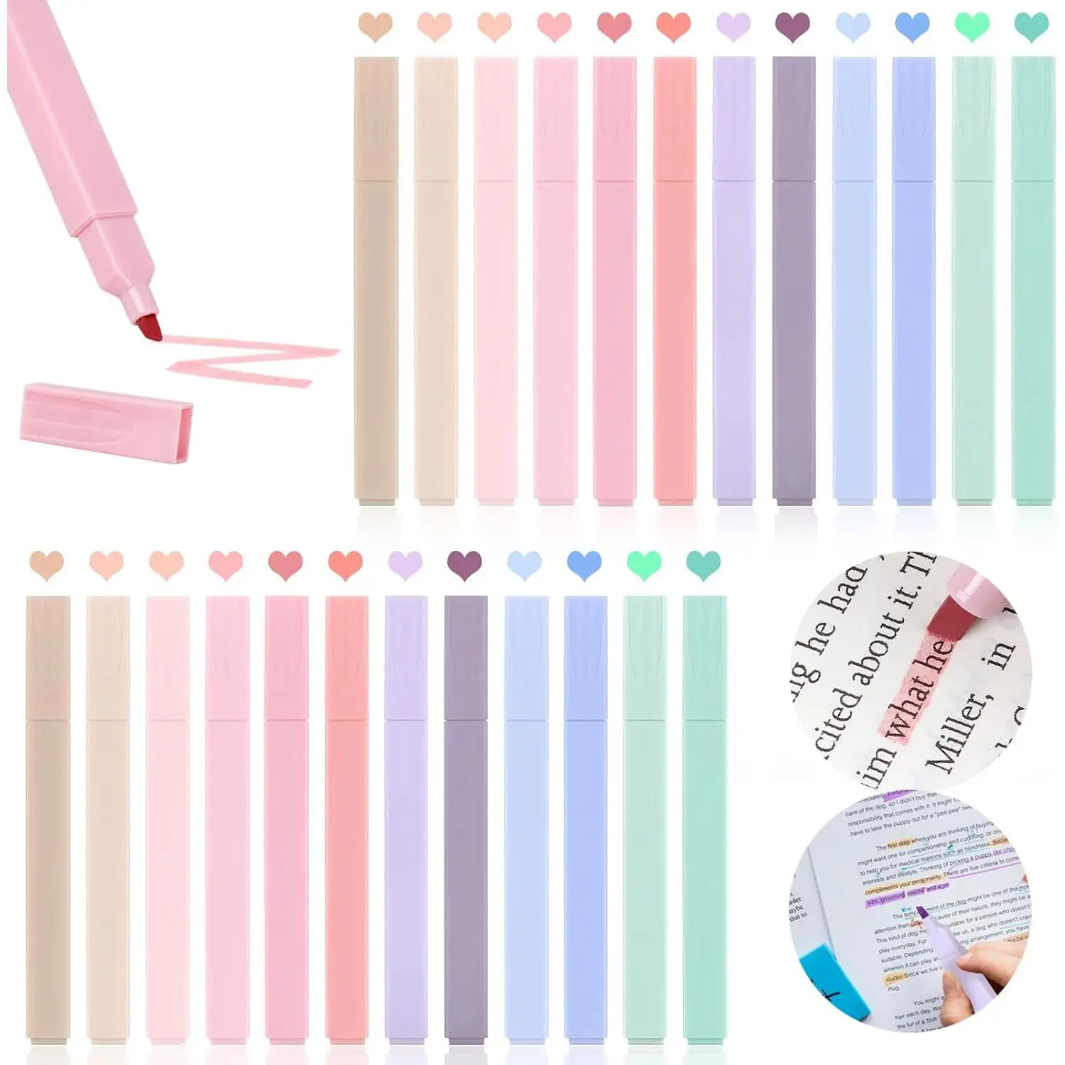 24 count  Highlighters, No Bleed Pastel Set, Cute  Highlighters (12 Color)