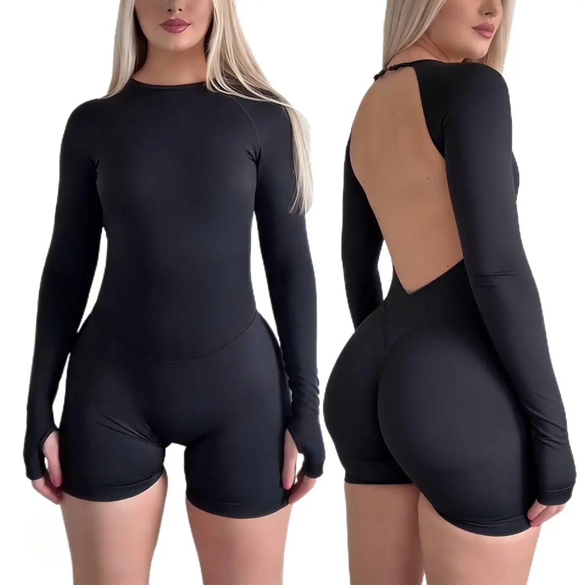 DFYNE Backless Sporty Sleeveless Activewear Romper - High-Waisted Scrunch Booty Shaping Breathable Sports Jumpsuit with Tummy Control for Yoga, Running, Breathable Jumpsuit