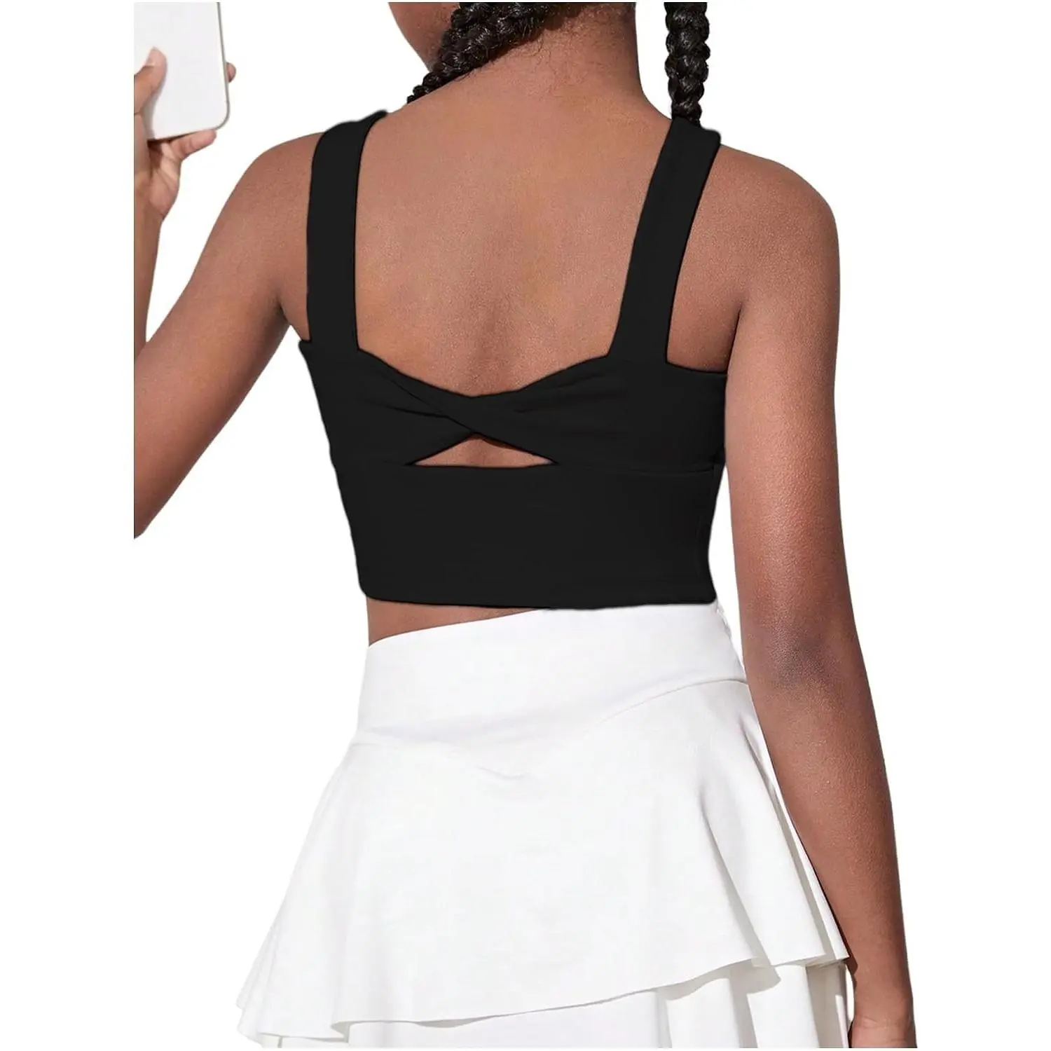 Girl's Twist Back Sports Bras Backless Tank Top Workout Shirts | Twist Back, Backless, Workout, Dancewear, Cheer Practice Top