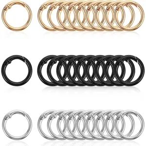 30 count Crochet Bag Rings Trigger Spring O Rings Set Circle Carabiner Metal Round Carabiner Clips  Snap Buckle For Keychains Bags Purses Handbags Strap Diy Crafts (, , Black)