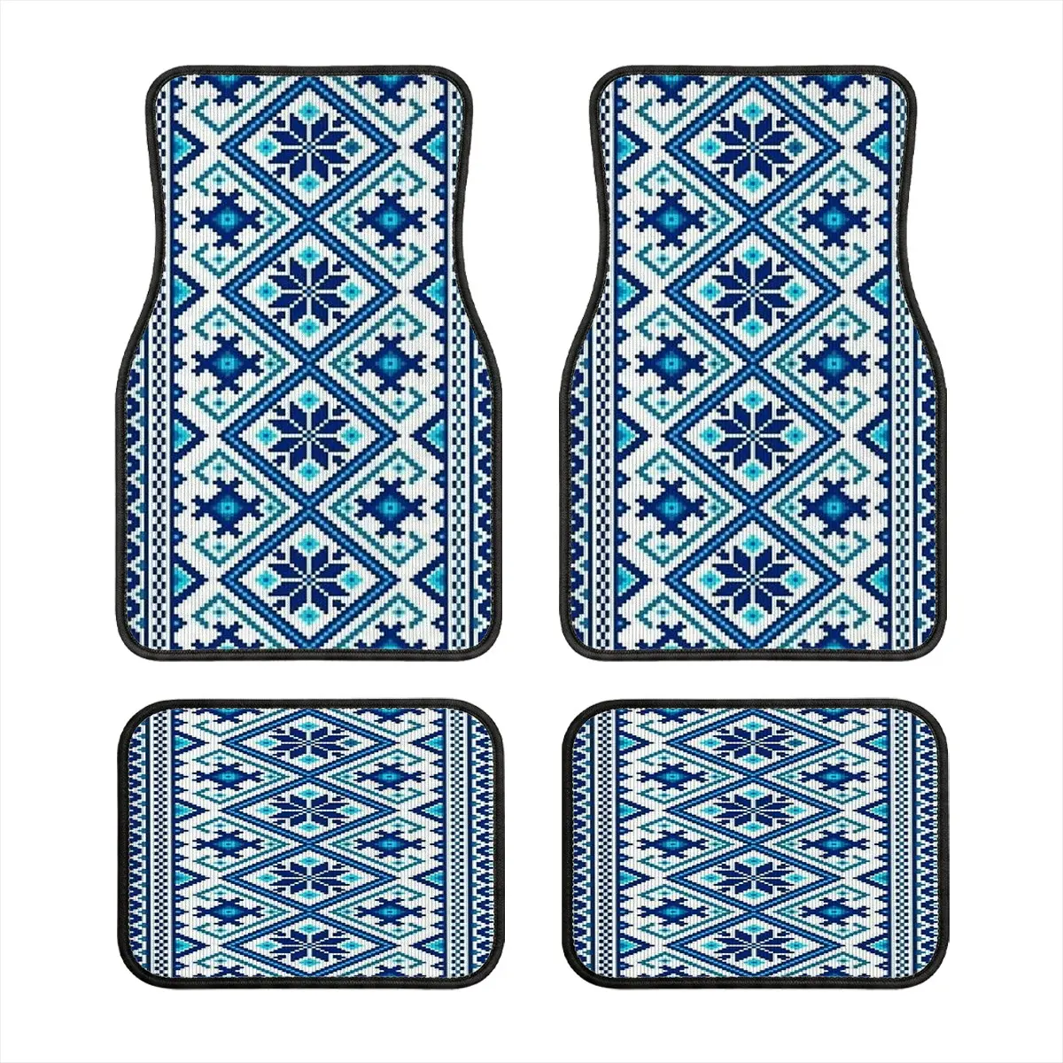 4pcs Cyan Blue Car Floor Liners, Non-Slip Vintage Knit Texture, Easy to Clean, Universal Fit, Perfect for Daily Driving