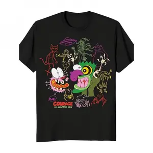 Courage The Cowardly Dog Monsters Graphics Men'S Short Sleeve T-Shirt 180g, Pure Cotton, Heat Transfer Printed T-SHIRT