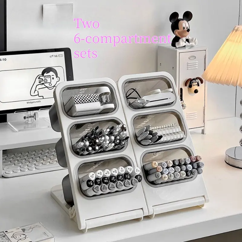 Large Capacity Desk Organizer Box, Desk Organizers with Compartments, Desktop Pen Holder, Office Supplies Storage, Space-Saving Cosmetic Tray, Ideal for Students and Offices