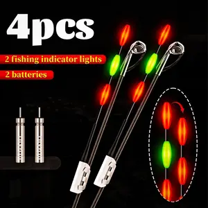 4pcs Night Fishing Indicator Lights, Glow Stick Rod Tip Light, Color Changing Fish Bite Alert, Day & Night Use, Includes Batteries