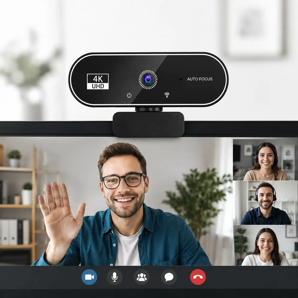 4K UHD USB Webcam with Auto Focus, 1080P 60FPS HD Video, Built-in Microphone, Automatic Light Correction, Plug & Play Camera for PC, Mac, Laptop, Meetings, Streaming & Gaming