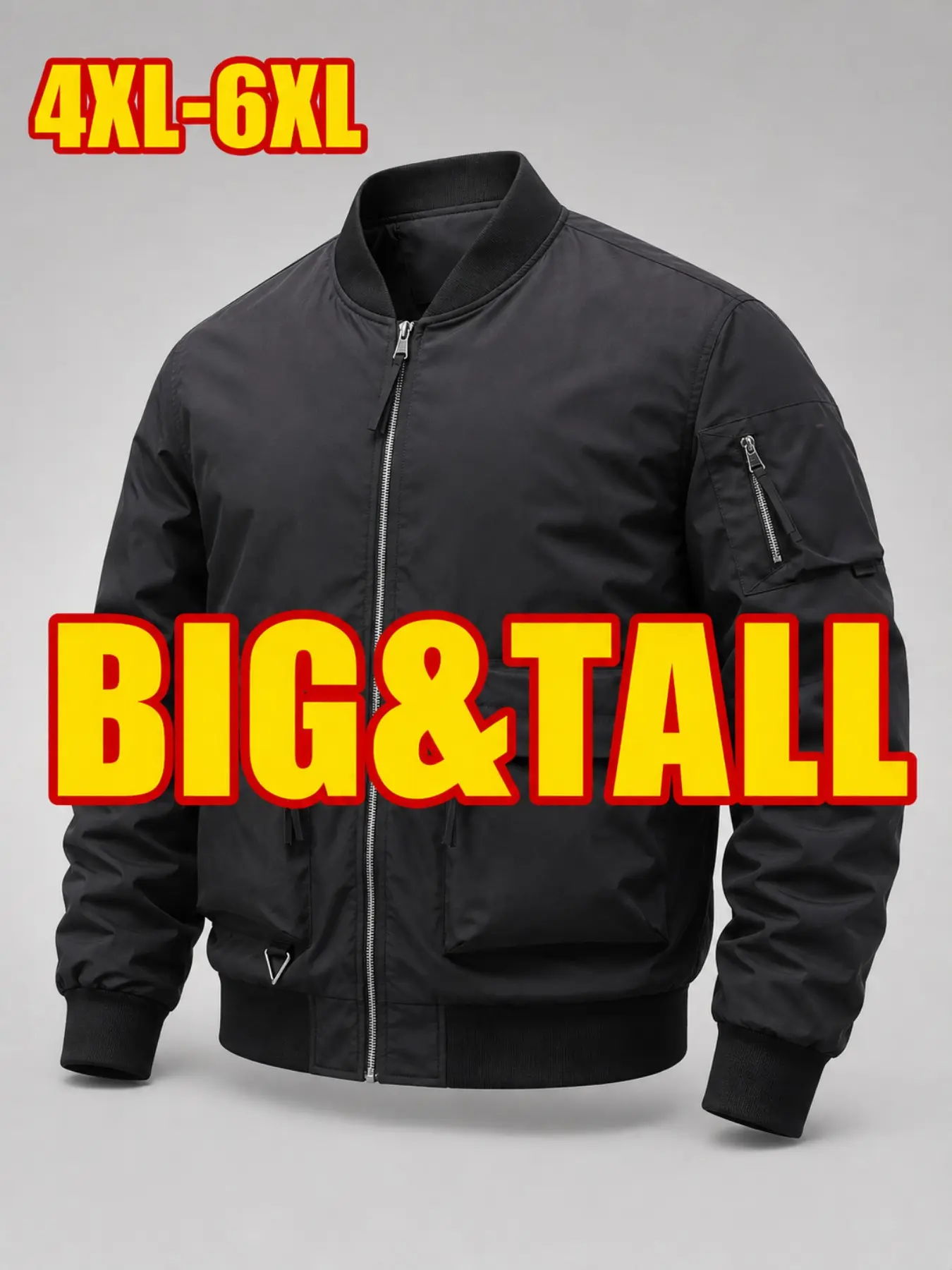Plus Size Men's Fall Winter Workwear Jacket, Loose Fit Multi-Pocket Casual Flight Coat, 4xl-6xl, Outdoor Cycling, Gift Idea, Casual Sport Coats