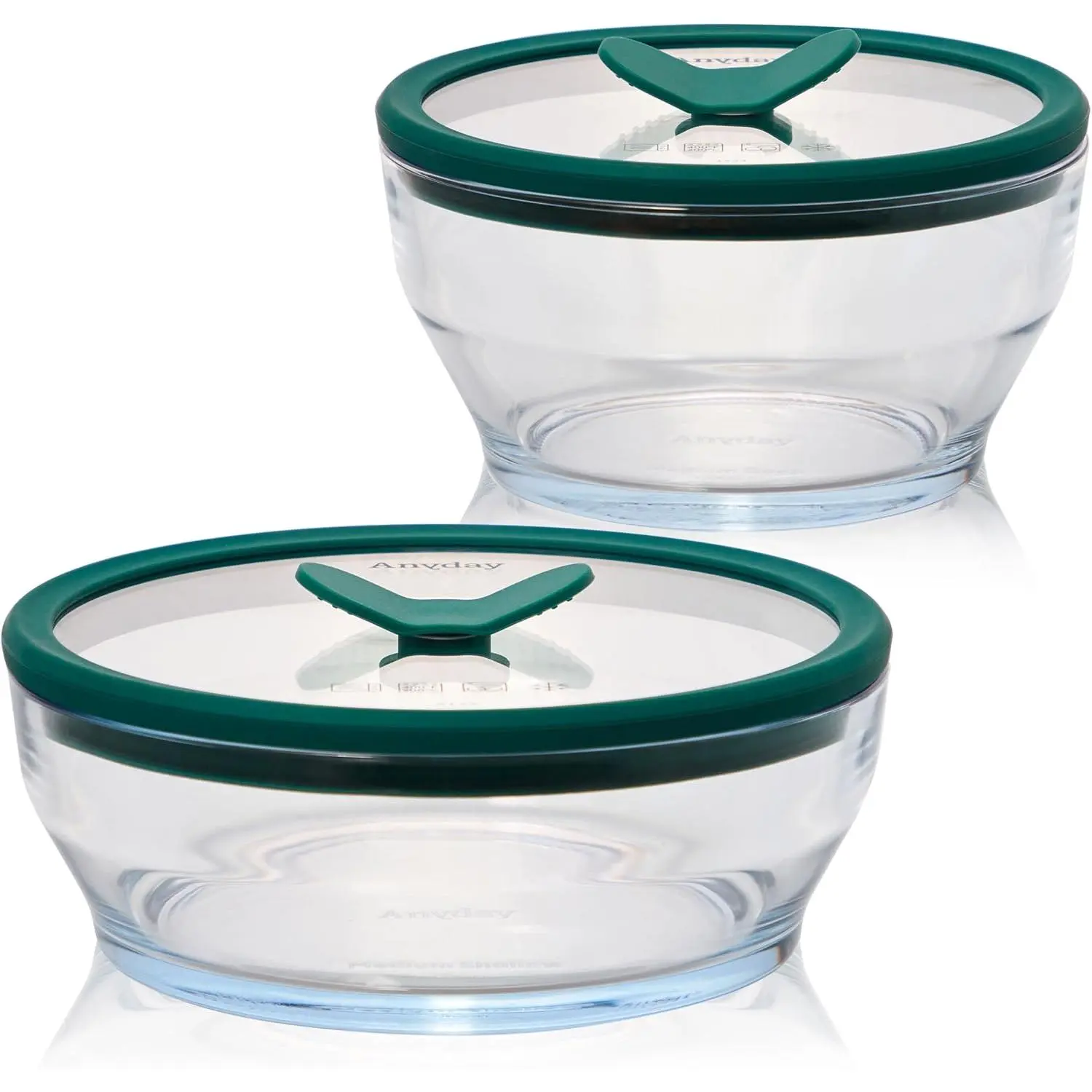 4- Medium Glass  Storage with Glass  | Plastic-Free Meal Prep & Microwave Cookware | Stackable Airtight Storage Container with Vented Lid for Microwave-Safe Reheating