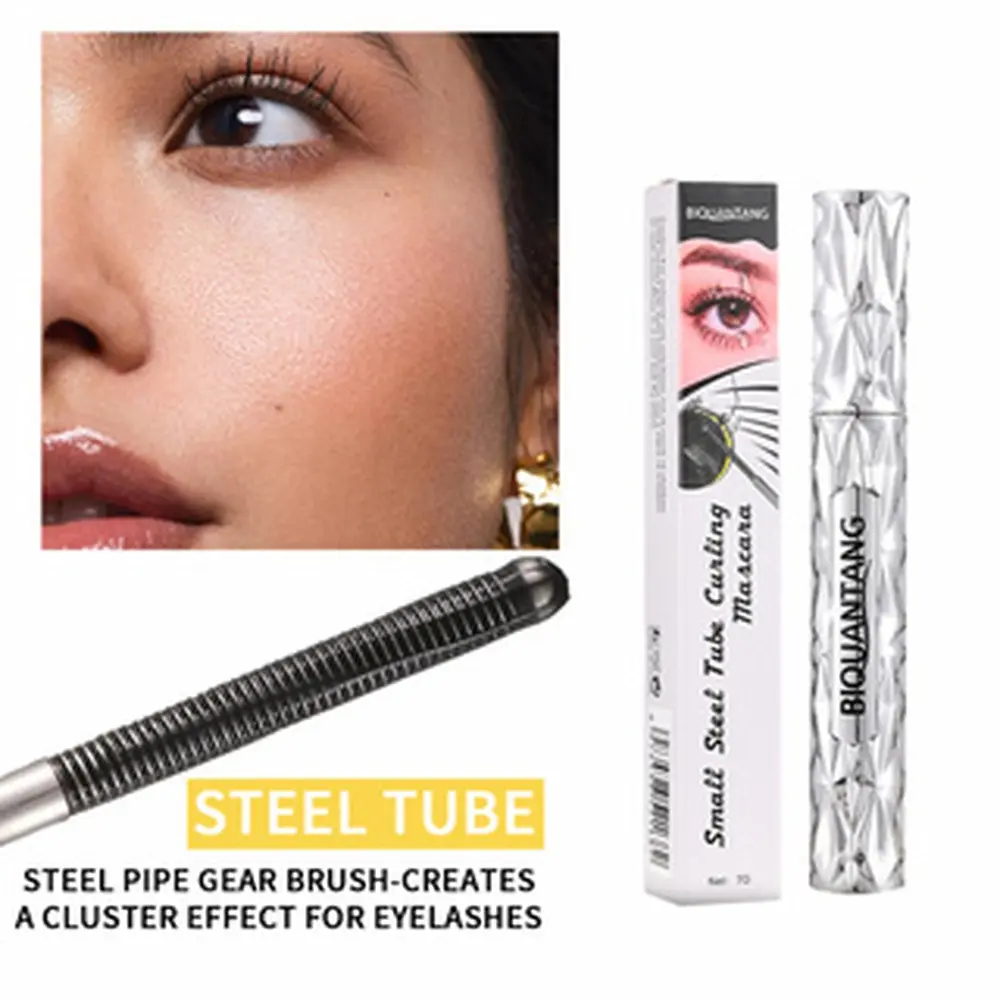 Waterproof Sweat-Proof Steel Tube Mascara, Black Volumizing Lengthening Curling Mascara with Precision Design, Sleek Metallic Tube, Natural Full Coverage, Long-Lasting Lightweight Formula for Daily Makeup, Parties, Mother’s Day Gifts Lash Cosmetic