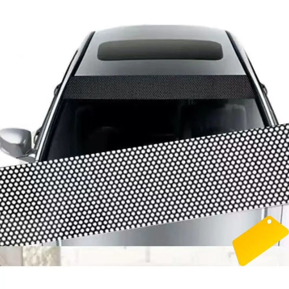 2 Pack  Windshield Sunshade Vinyl Sticker -Way Perforated Windshield Tint Strip  Way Window  Film Window Tint Adhesive Glass Wrap Roll for Heat Control Sun UV Protection