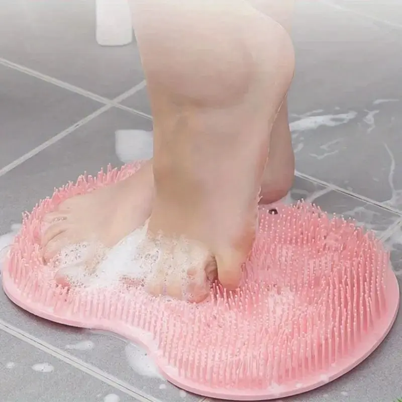 Shower Body Scrubber | Silicone Exfoliating Massage Brush, Non-Slip Bath Scrub Pad with Suction Cup for Back, Feet & Full Body