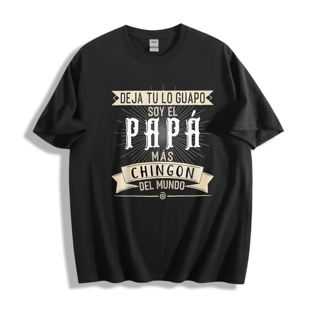 Soy El Papa Mas Chingon Del Mundo Graphic Print, Casual Short Sleeve Crew Neck, Men's T-Shirt, Summer Daily Wear, Husband Father Dad Gift