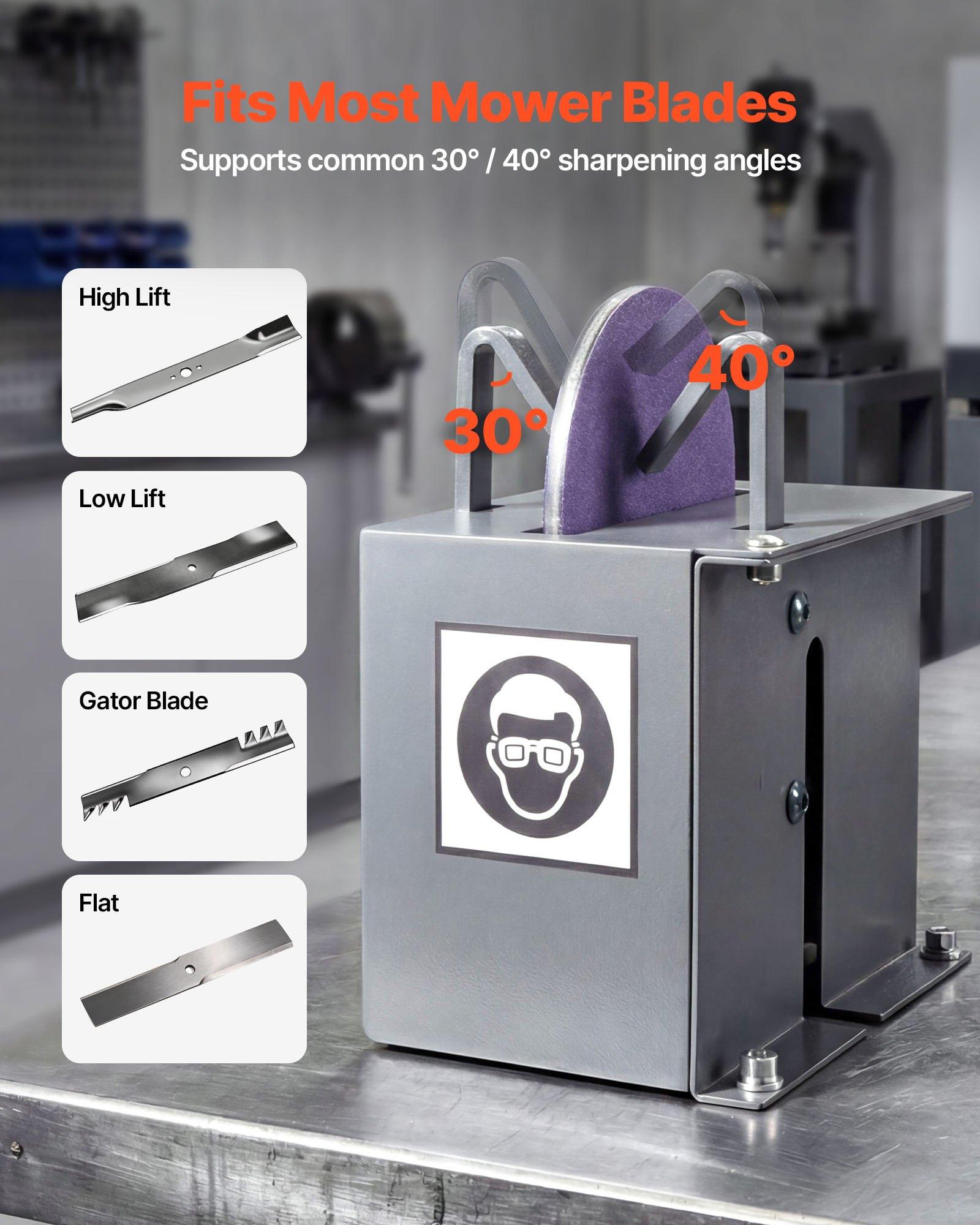 VEVOR Lawn Mower Blade Sharpener, 1HP Lawnmower Blades Grinder with 9" Ceramic Grinding Wheel, Grit Collector & Balancer, 30 ° /40 °   Blade Sharpening Machine for High Lift, Low Lift, Gator & Flat Blades