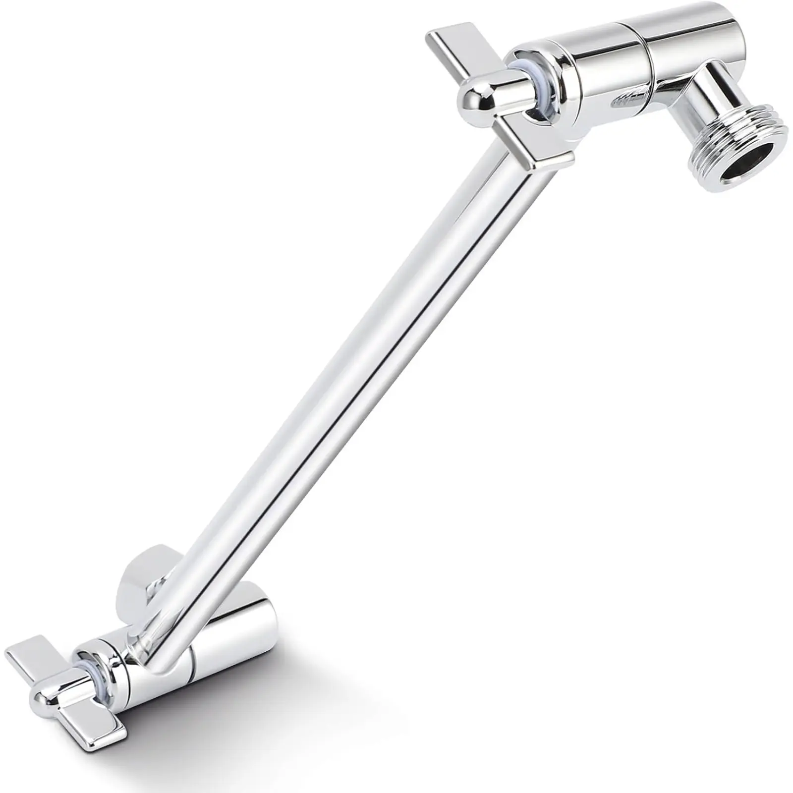 Anti-Leak Shower Extension Accessory for Quick Simple Bathroom Installation，Silver Stainless Steel Adjustable Shower Head Extension Arm Extender with Lock Nut, Customizable Height & Angle