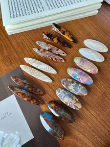 4 Pairs Oval Acrylic Hair Clips, French Style Side Clip, Bangs Clip, Leaf Duckbill Hair Clip, Elegant Hair Accessories
