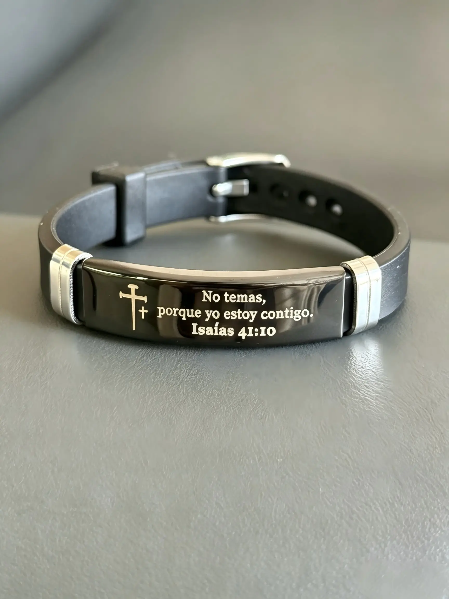 Inspirational Quote Bible Verse Cross Bracelet Faith Christian Silicone ID Wristband Religious Gifts for Men Women Adjustable Stainless Steel Rubber Wristband Perfect for Friends Boyfriend Father Couples