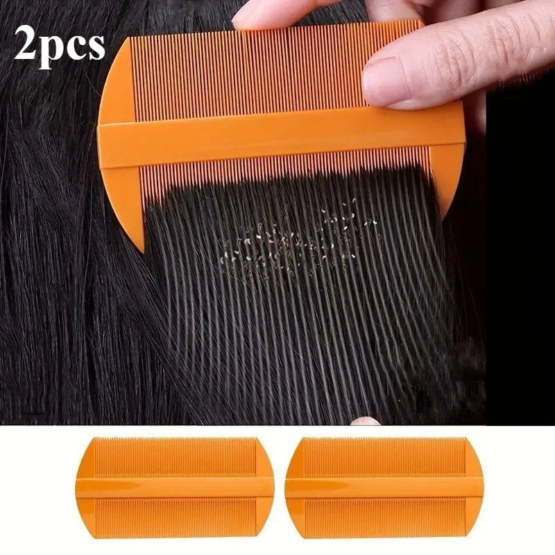 2 Pcs Lice Comb Set, Ultra-Dense Teeth Design for Removing Head Lice and Nits, Scalp Care Tool, Effective Dandruff Removal Brush