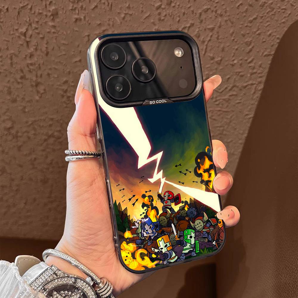For Castle Crashers Phone Case iPhone 15,17,11,14,13,16,12,E,Max,Plus,Air,Pro,Mini Black Matte Cover