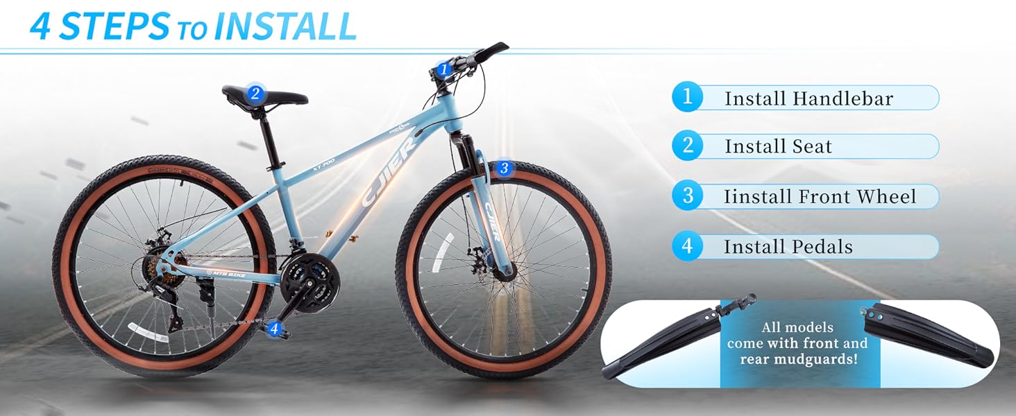 24/26 inch Kids Mountain Bike for Boys/Girls/Men/Women 21 Speeds Kids Bike, 2.125'' Tires MTB Bicycle with Suspension Fork, Dual Disc Brakes, Internal Wiring Frame, Auxiliary Handle