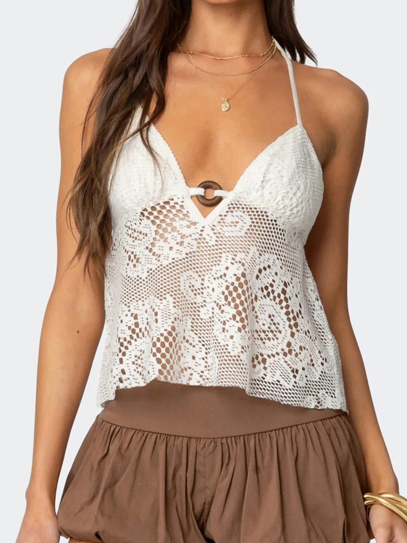 Women's Solid Color  Cami Top, Casual Breathable Chic Sleeveless Top for Summer, Women's Clothing for Beach Holiday, Womenswear