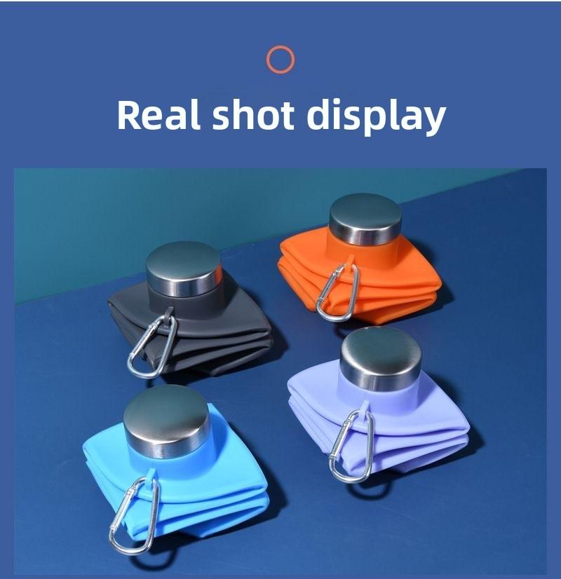 Platinum Silicone Diamond Foldable Cup 700ml Portable Water Bottle for Outdoor Sports