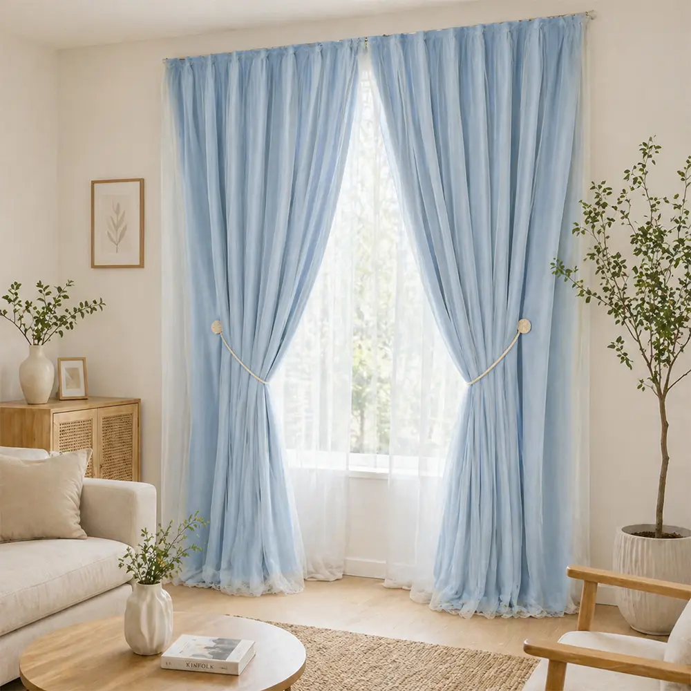 Blackout Curtain No Drill, Self Adhesive Window Curtain with Thermal Insulated Layer, Easy Install Light Blocking Privacy Curtain for Bedroom Living