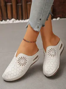 2026 Summer New Women's Sandals, Closed Toe, Thick Sole, Large Size, Round Toe, Open Heel, Multi-Functional Wedge, Anti-Slip