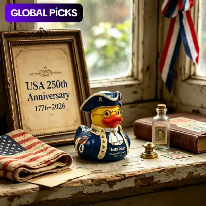 Resin Patriotic Duck Statue, Decorative Figurines, 250th Anniversary American Independence, Office Decor, Veteran Gift, Historical Collectible, Back-To-School Collection