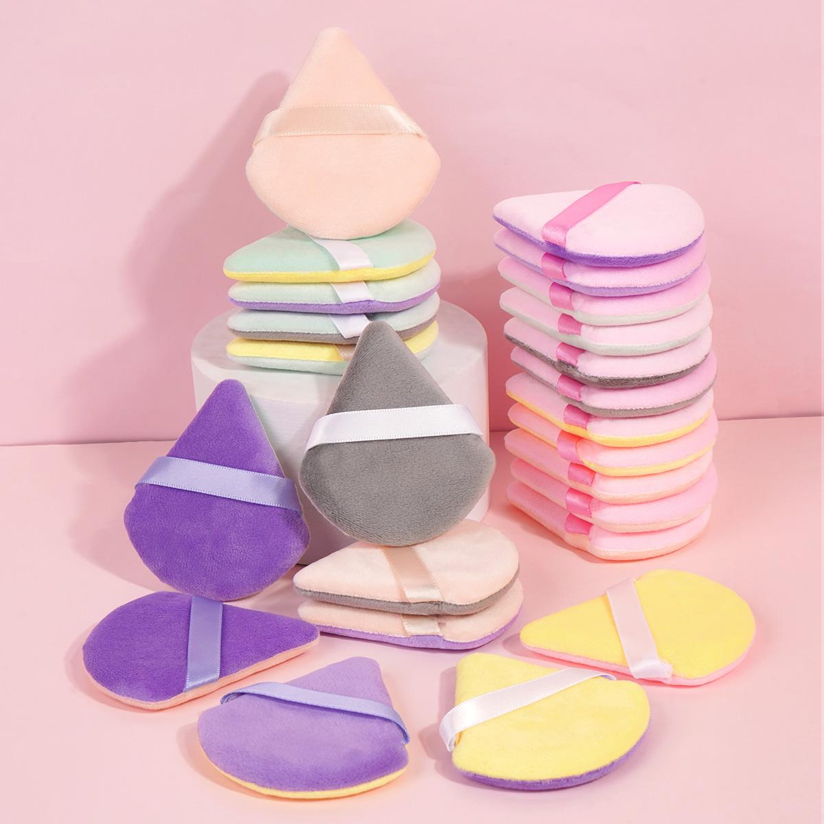 Mixed Color Triangle Powder Puff, 24pcs/set Soft Velvet Blender Puff for Liquid Foundation Cream Loose Powder, Cosmetics Blending Makeup Tool for Beauty, Blending Beauty Sponge