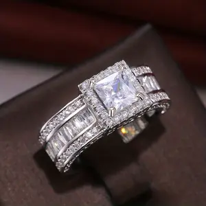 Elegant Square Cut Zirconia Engagement Ring with Sparkling Cubic Zirconia - Versatile for Men & Women, Ideal for Valentine'S Day, Eternity, and Wedding Jewelry, Eternity Ring | Luxurious Setting, Zirconia Ring