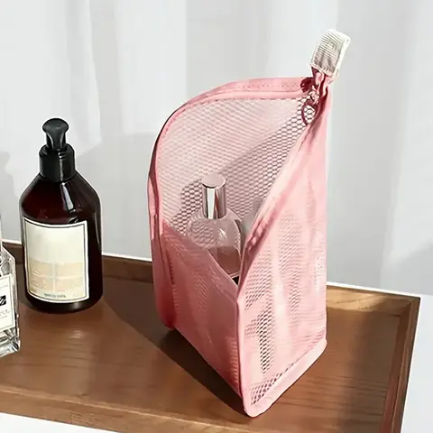 Large Capacity Travel Bag Waterproof Polyester Fiber Toothbrush & Makeup Organizer, Odorless Portable Daily Essential Storage Set, Travel Cosmetic Pouch