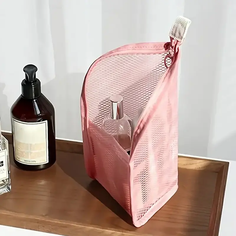 Large Capacity Travel Bag Waterproof Polyester Fiber Toothbrush & Makeup Organizer, Odorless Portable Daily Essential Storage Set, Travel Cosmetic Pouch