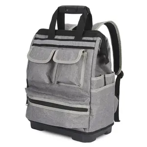 17-Inch Oxford Tool Backpack – Plastic Reinforced Waterproof Base – Designed for Electricians, Carpenters