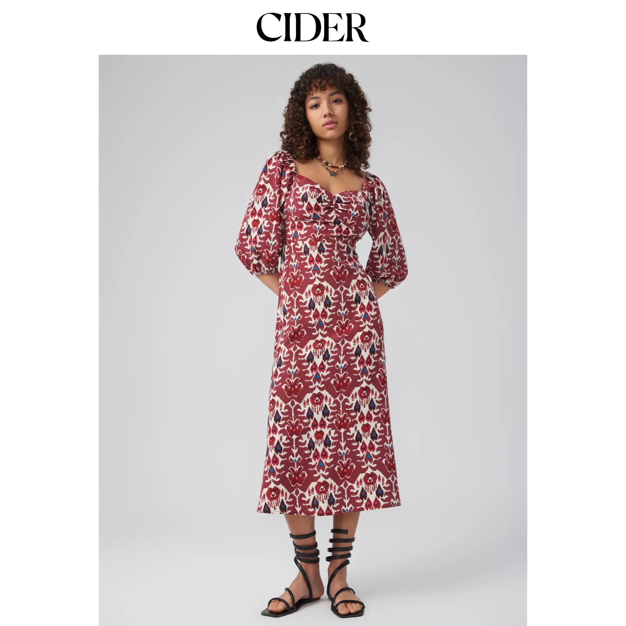 Cider [size 0-10] Chiffon Sweetheart Aztec Floral Ruffle Maxi Dress SummerFinds