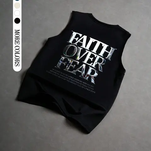 Unisex Vest with Silver Color Letter Print, Sporty Style, Loose Fit, Sleeveless Vest Tops, Summer Fashion, American Streetwear, Casual Wear