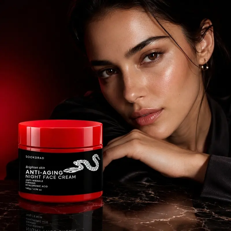 Anti-Aging Night Face Cream, Hyaluronic Acid, Brighten Skin, Anti-Wrinkle, Firming, Face, Night Skincare, 140g/4.94oz