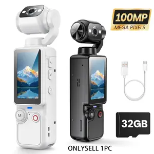Portable 2.5K Ultra HD Video Recorder with 180 Rotating Lens, Handheld Stabilizer Pocket Camera, Full Body Camera for Vlogging, Travel & Daily Life Recording, USB Rechargeable, Black, Vlogging Camera, Modern Gadget, Durable Construction, Camcorder