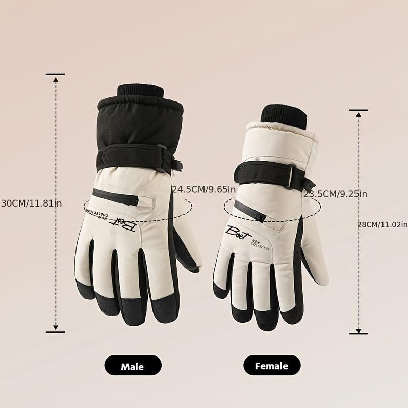 Ski gloves for women, warm and insulated, touchscreen compatible, waterproof, suitable for cycling, outdoor activities, and snow sports; also available for men, windproof, and with thickened fleece lining for winter use.