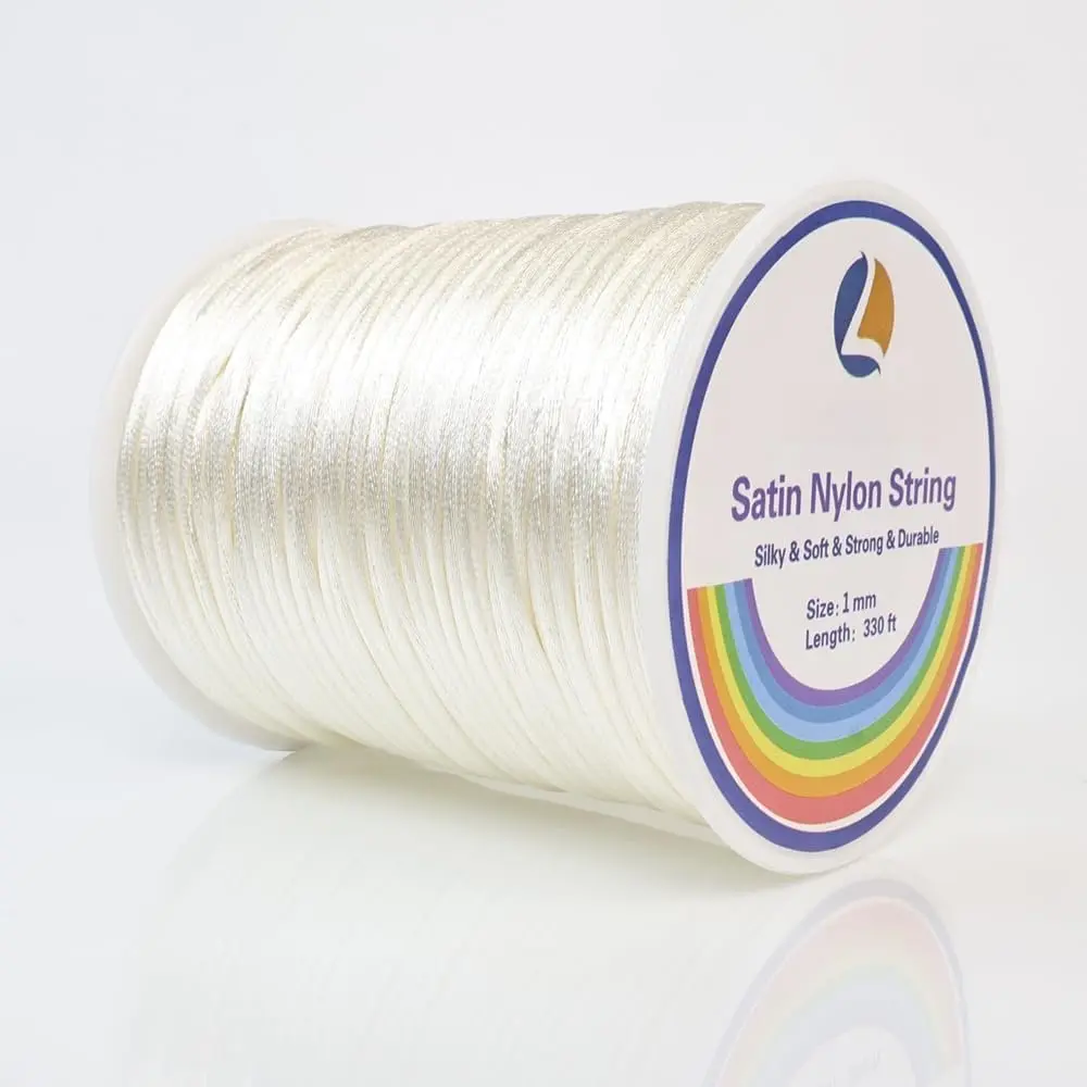 330  Satin Nylon String, 1 mm Silky Smooth Durable Nylon Cord for  Making, Bracelets, Beading, Necklaces, Macrame, Kumihimo, Rattail, and Chinese Knot Craft