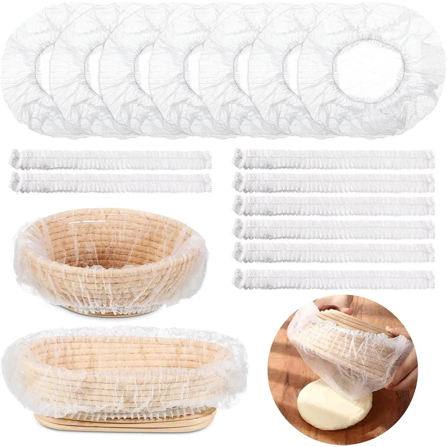 Fanfanwin 50 Pcs Banneton Liner Bread Proofing Basket Covers Non Woven Liner Non Stick Dough Bowl Covers for Bread Proofing Disposable for Rising Sourdough Supplies