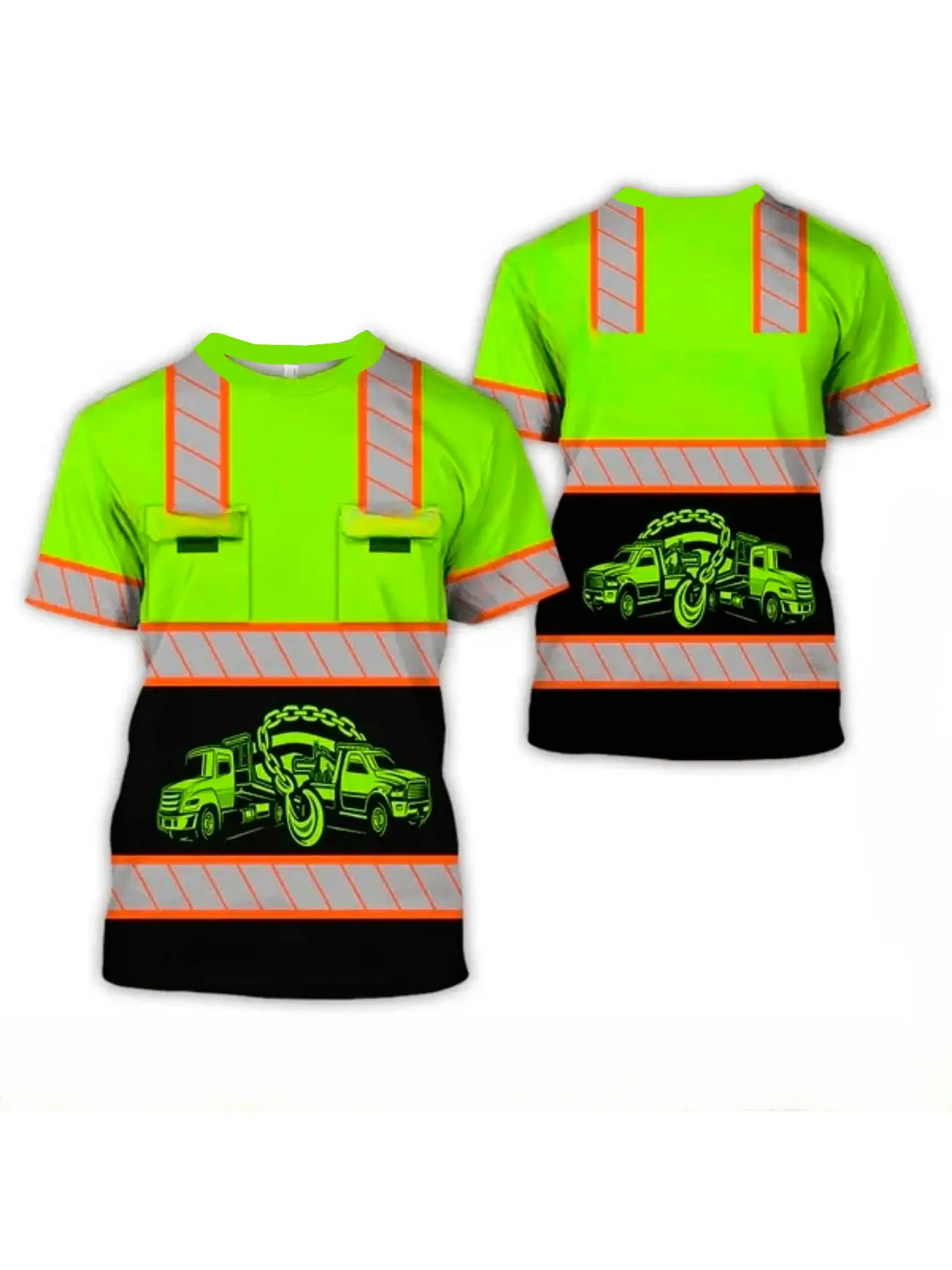 Roadside Rescue Men's Tow Truck Driver T-Shirt, Distinctive Look, High-Visibility Reflective Stripes, Durable Workwear, Casual Long Sleeve Tee, Functionality