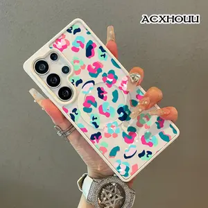 Magnetic Silicone Protective Casing Cover for Samsung S26 Ultra, S25, S24, S23, S22 Smartphone Cellphone - Colorful Leopard, Vintage Vibes, Shockproof, Aesthetic, Lightweight, Scratch Resistant Mobile Phone Accessories