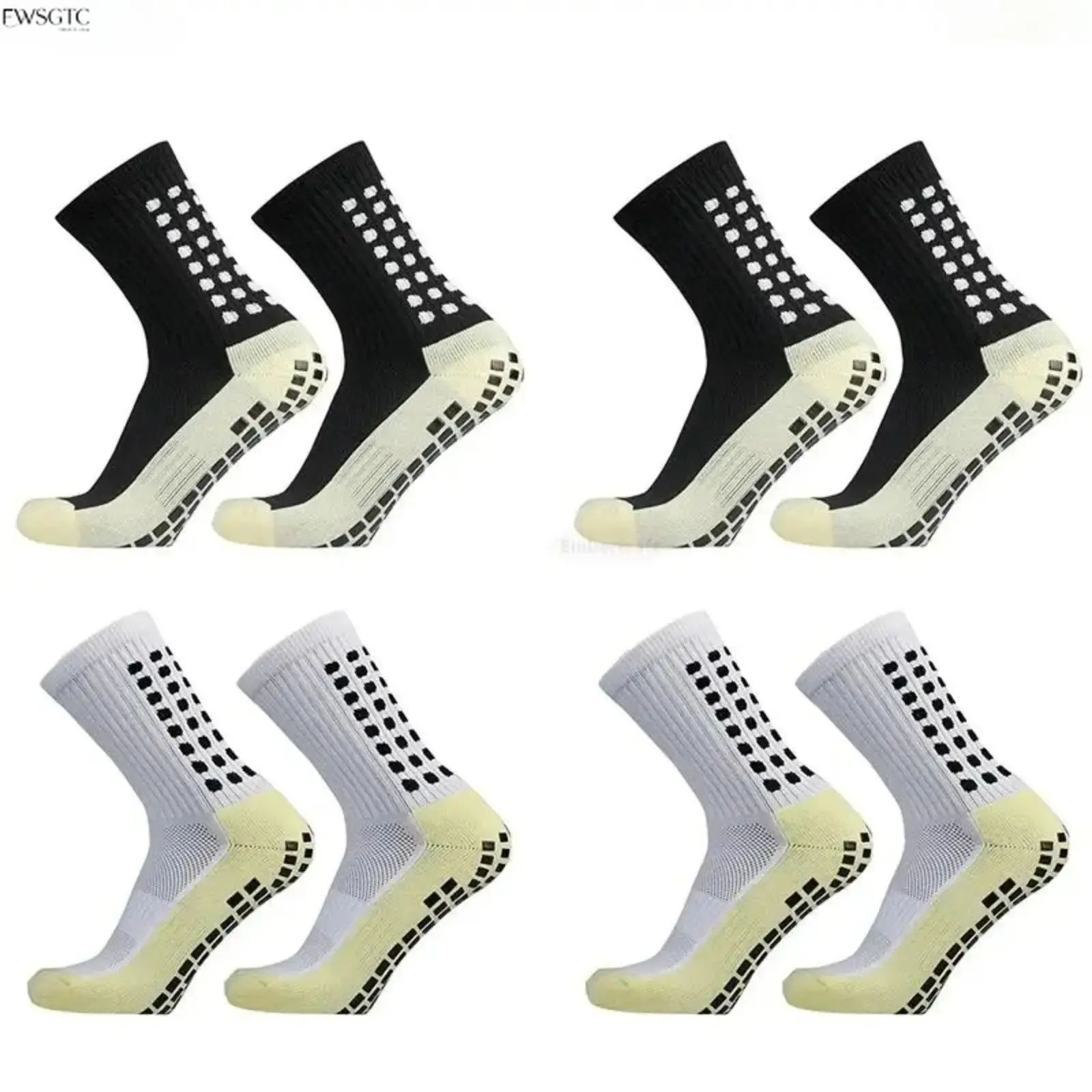 Men's Athletic Crew Socks Set - 1-4 Pairs, Elastic, Breathable, Antislip Grip, Compression Fit, Moisture Wicking, Grippy Socks & Athletic Socks for Soccer Training, Gym, sohochic