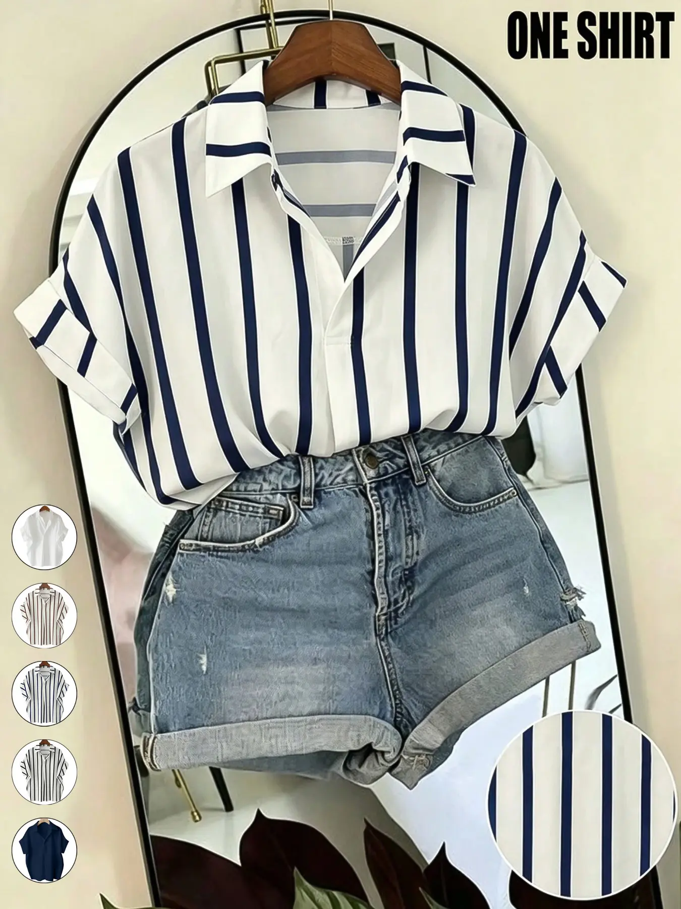 Women's Casual Versatile Striped Batwing Sleeve Loose Shirt, French-Style Summer Short-Sleeved Top, Comfortable and Stylish Daily Wear