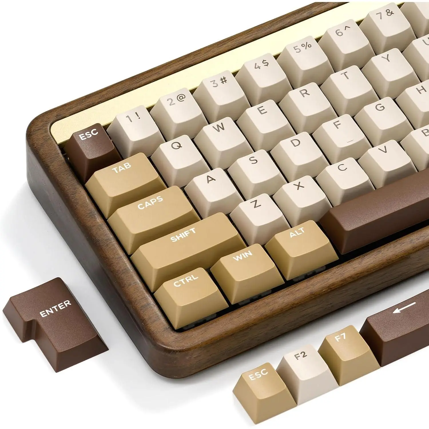 XVX Double Shot PBT Keycaps Set 138 , Cherry Profile Custom Keycaps for 61/64/68/84/87/104/108 Retro Mechanical Keyboard, Hazelnut Latte Non-Transparent MX  Keycaps