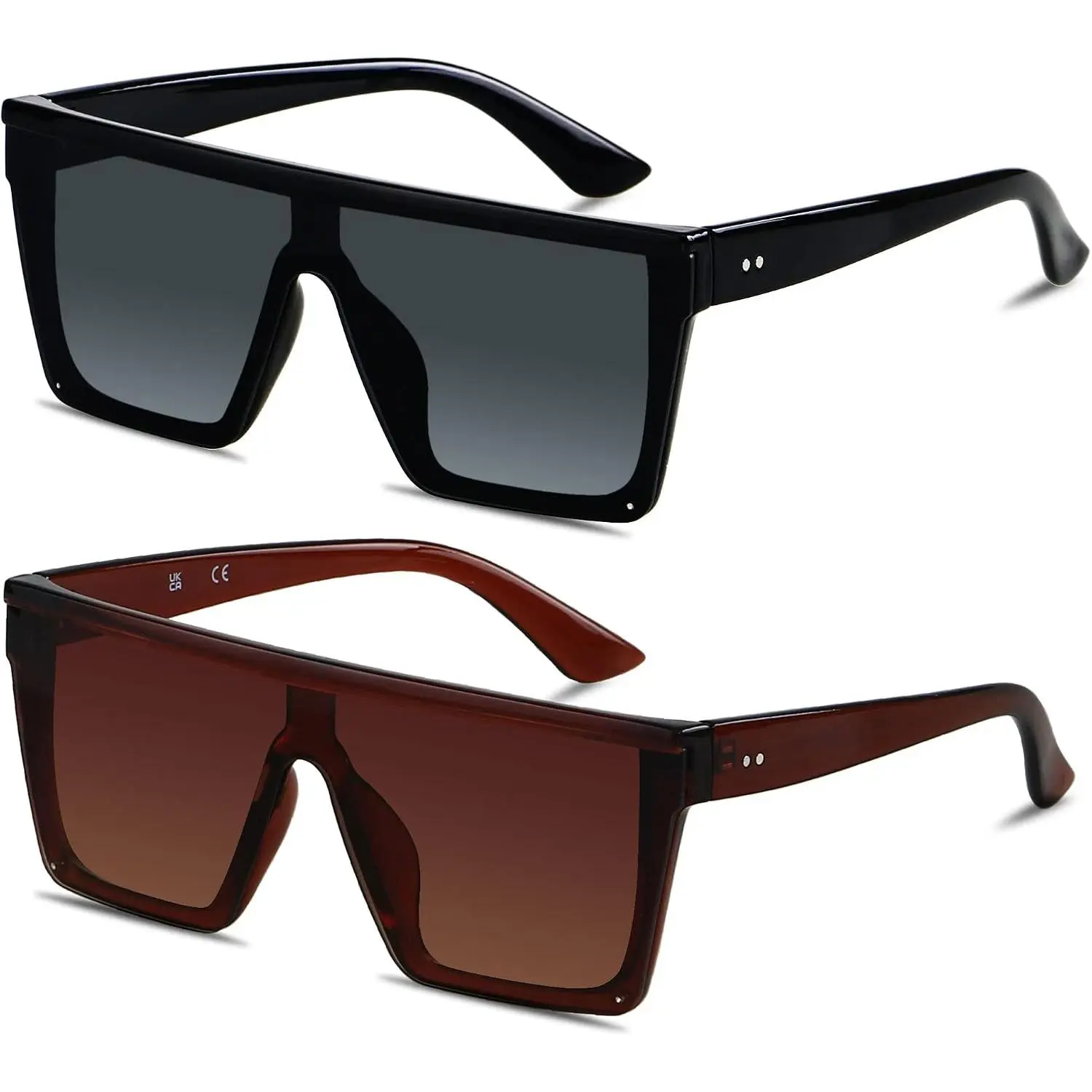 Square  Sunglasses for Women Men Big Flat Top | Fashion Shield Large Sun Glasses UV Protection Rimless Shades