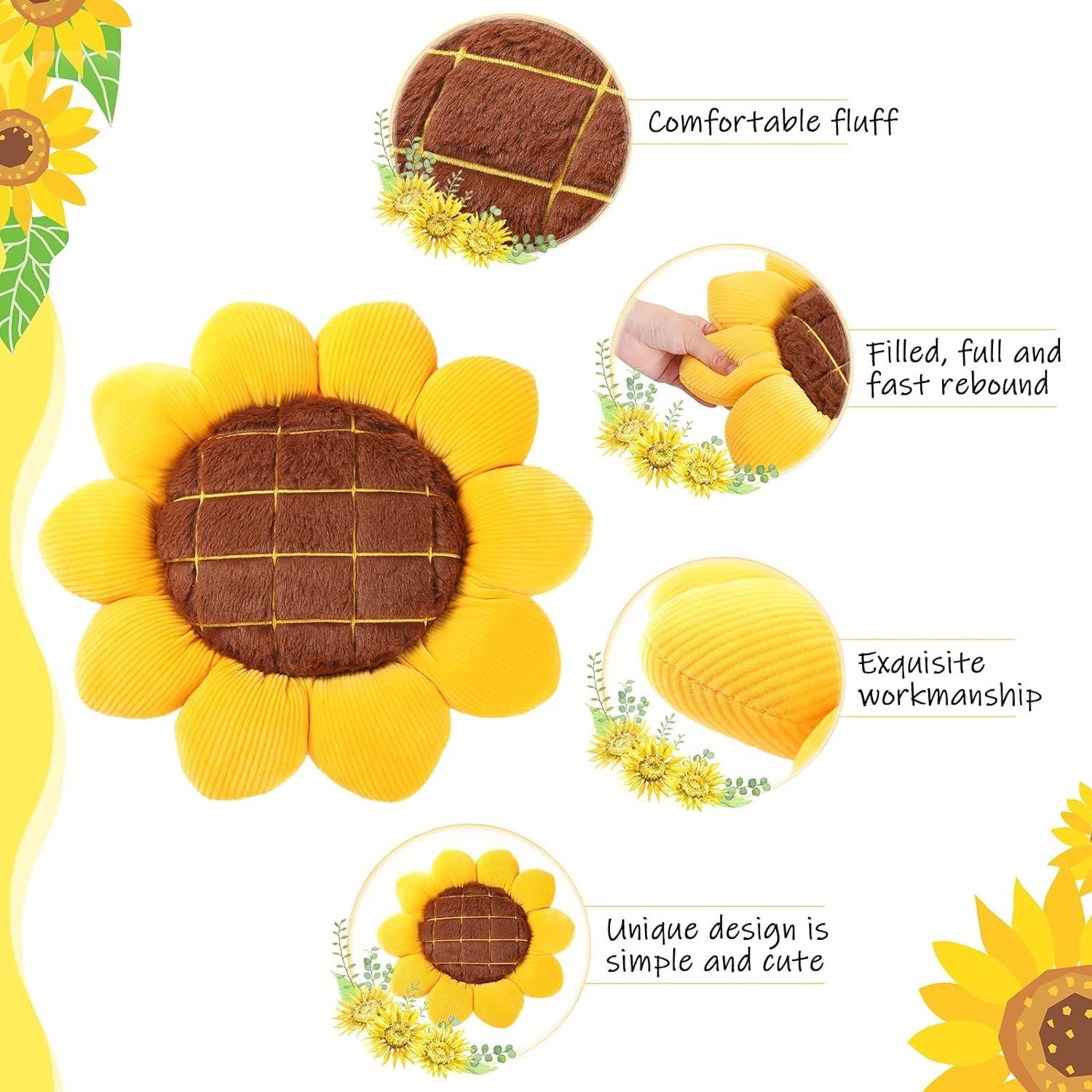 Sunflower Design Plush Pillow, Soft Stuffed Toy, Cute Plush for Kids and Adults, Comfortable Soft Plush for Home Decor, Home Items, Sunflower Motif, Anime And Manga Appeal, Terylene Material