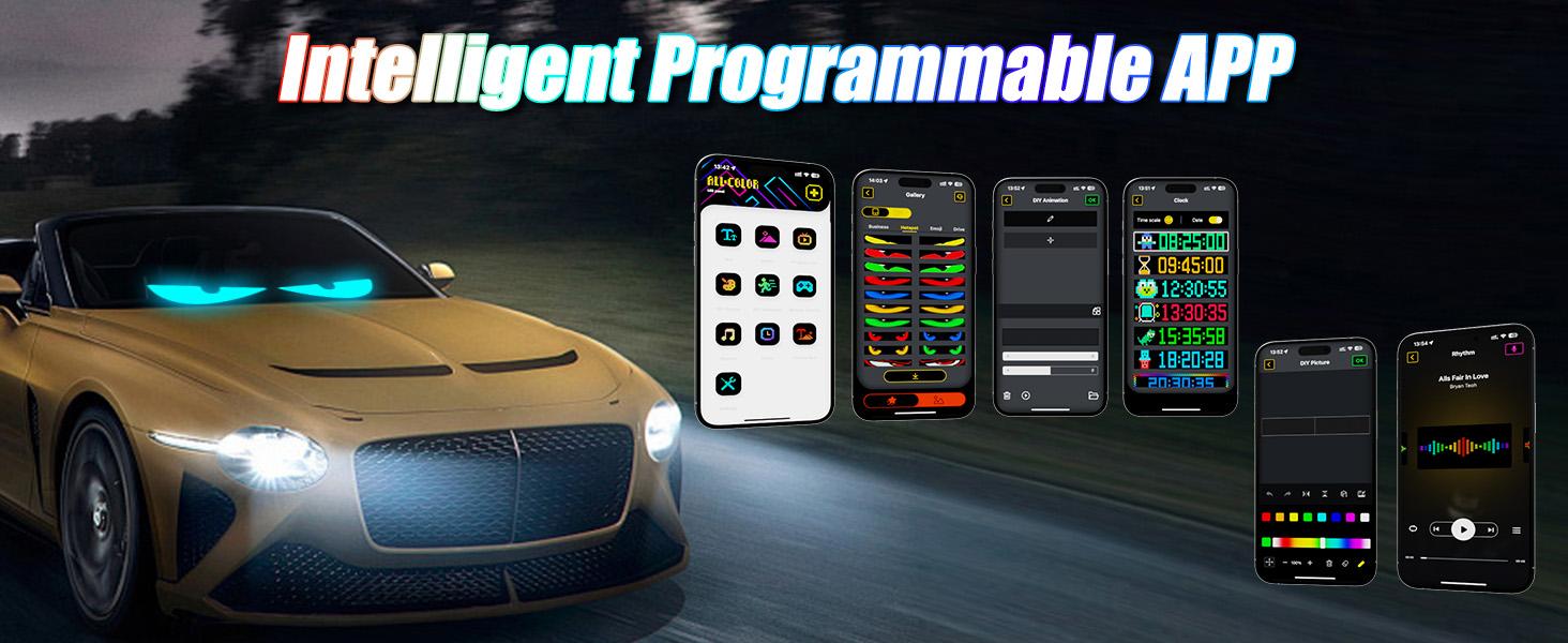 Devil Eyes Light for Windshield Programmable LED Signs with APP & Remote Control - 5V USB Digital Lighting Display, LED Eyes for Cars, SUVs & Trucks (1 Pcs)